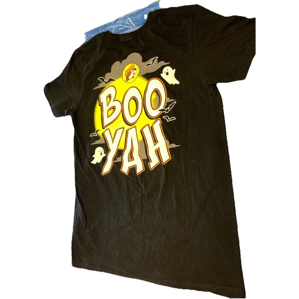 Bucees Shirt Mens Medium Black Boo Yah Halloween Ghost Beaver Glow in the Dark
